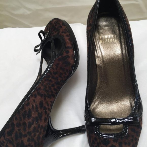 STUART WEITZMAN -Animal Prints Suede Peep Toe - Picture 4 of 6